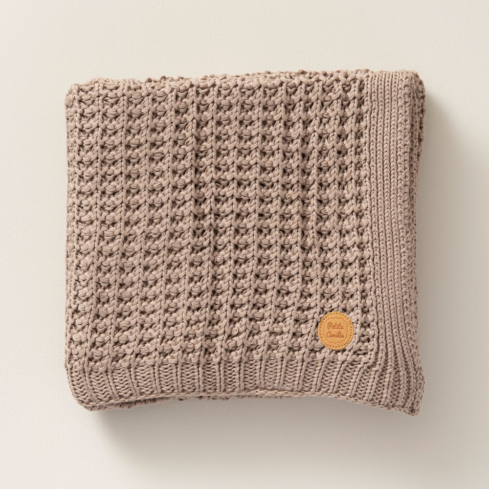 Children's Blanket Crocheted Cotton | 100x150 cm | Deep Taupe