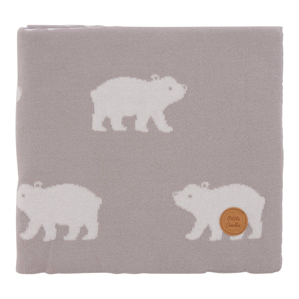 Cot Blanket Cotton Polar Bears | 80x100 cm | Steel Grey