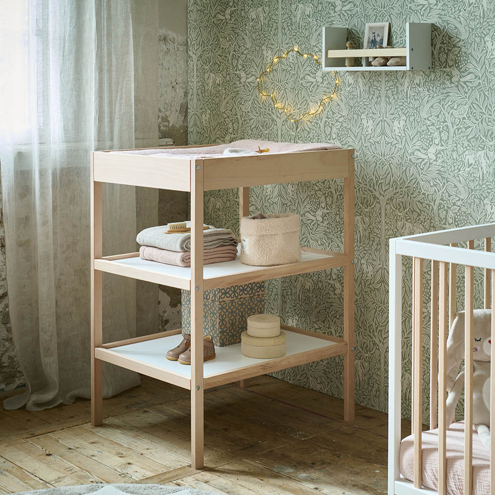 BABY CHANGING TABLE «HETRE» | WHITE + NATURAL
