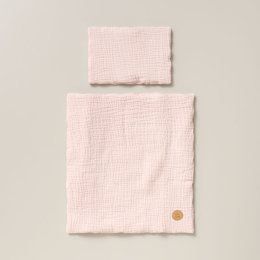 Organic cotton bedding for doll bed «Colombe» | soft pink