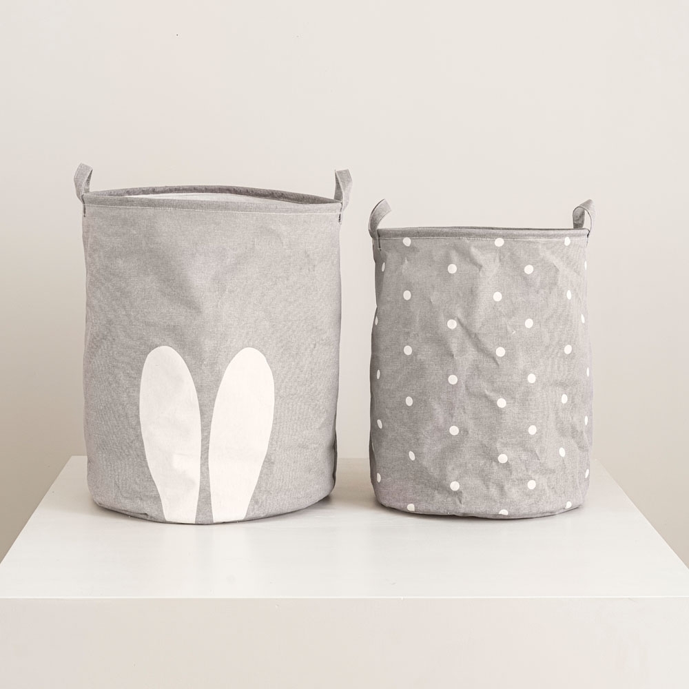 Bunny rabbit toy storage basket for nursery «Lapin» | grey