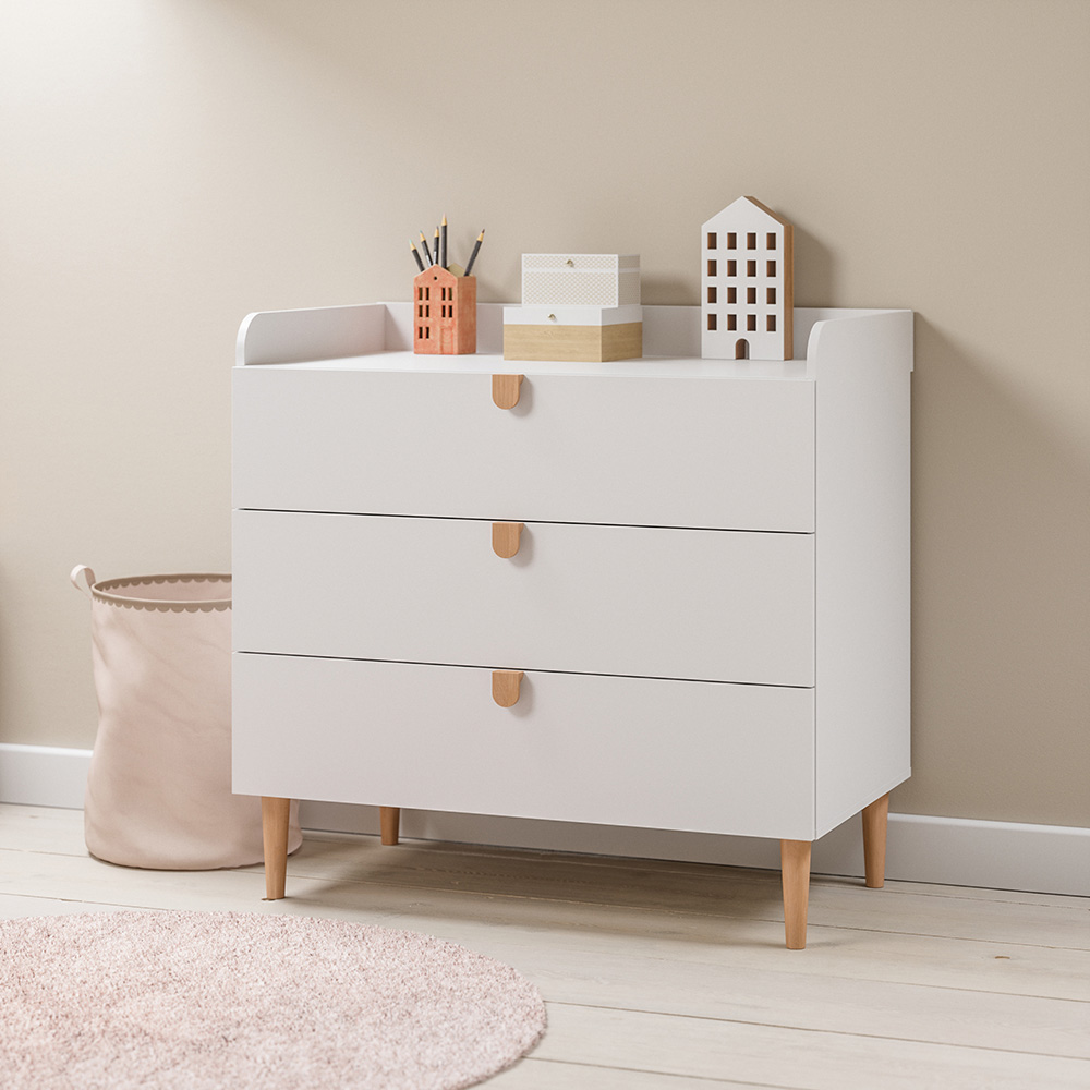 Wooden chest of drawers «ÉTOILE» incl. changing table topper | White