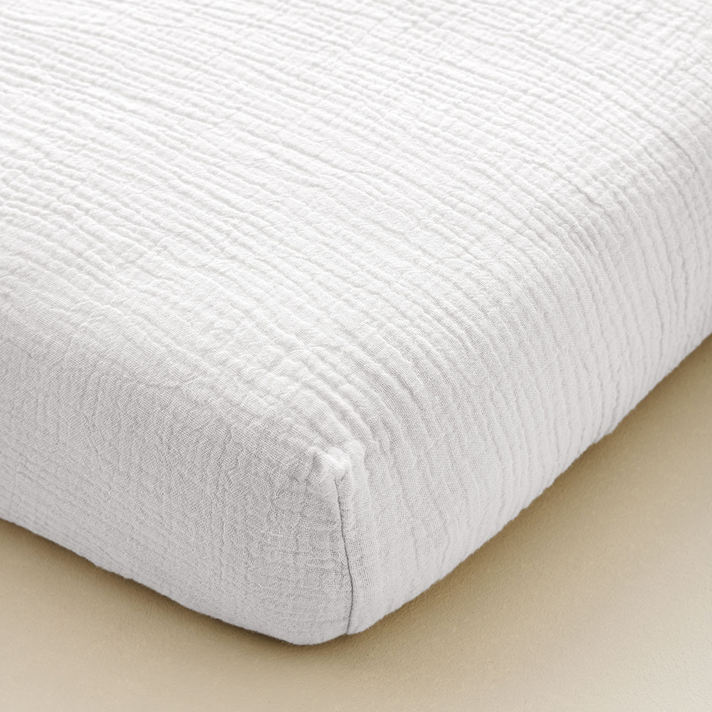 fitted sheet 60 x 120 cm| muslin cotton white