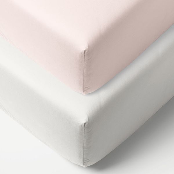 2 pack organic cotton sheets 90x45 white and pink from Petite Amélie