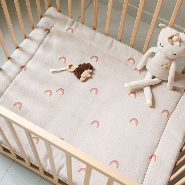 PLAYPEN MAT 75 X 95 CM |BEIGE WITH RAINBOWS PATTERN
