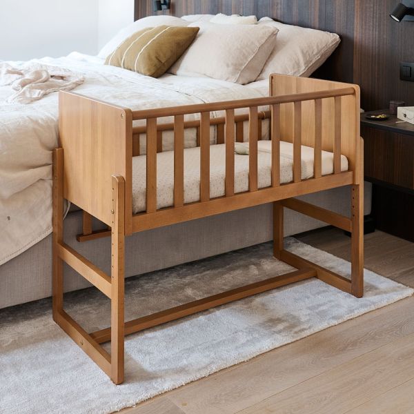 2-in-1 COT / BEDSIDE CRIB «NUAGE» WALNUT