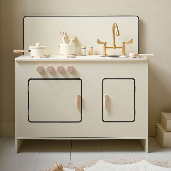 Wooden play kitchen «Bergamote» | Incl. 7-piece accessory set | Beige