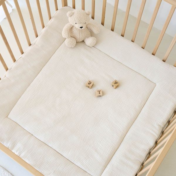PLAYPEN MAT 95 X 95 CM | ORGANIC MUSLIN COTTON |BEIGE