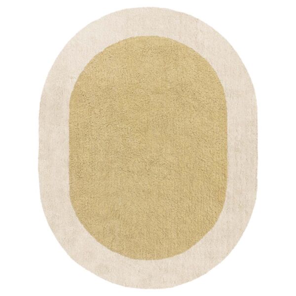 Washable children's rug | Oval 100 x 130 cm | Yellow and beige