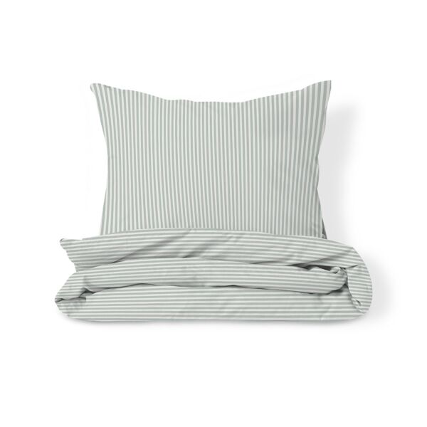 Duvet cover set «Striped» | 140 x 200 cm | Off-white and green