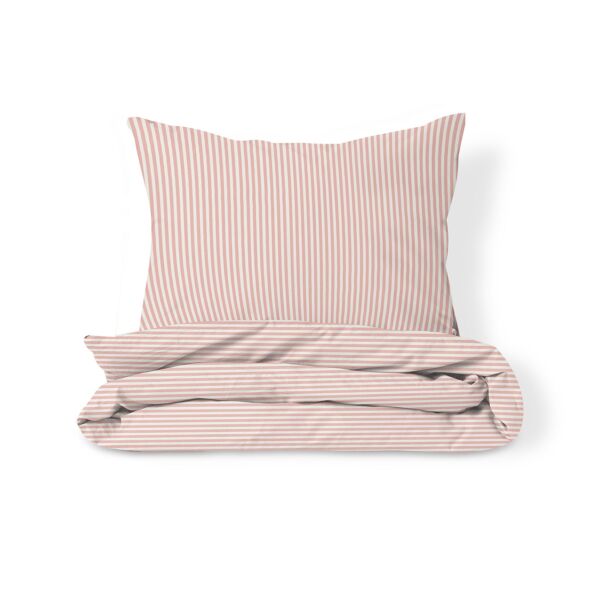 Duvet cover set «Striped» | 140 x 200 cm | Off-white and pink