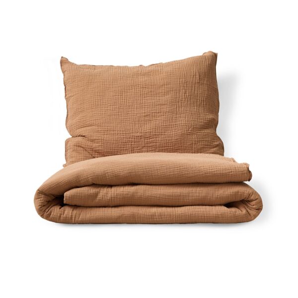 Duvet cover set muslin cotton | 140 x 200 cm | Tan