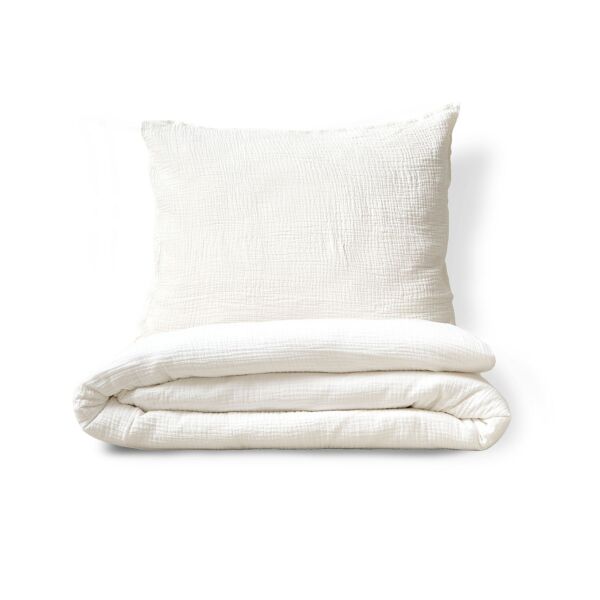 DUVET COVER SET 140 x 200 CM | MUSLIN COTTON | WHITE