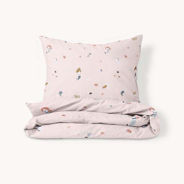 duvet cover toddler single set mermaids pink 120x150 Petite Amélie