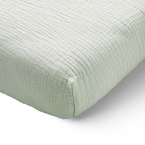 FITTED SHEET 80 X 160 CM MUSLIN | GREEN