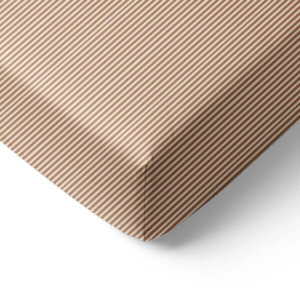 FITTED SHEET 90 X 200 CM «STRIPED» | BEIGE AND CARAMEL
