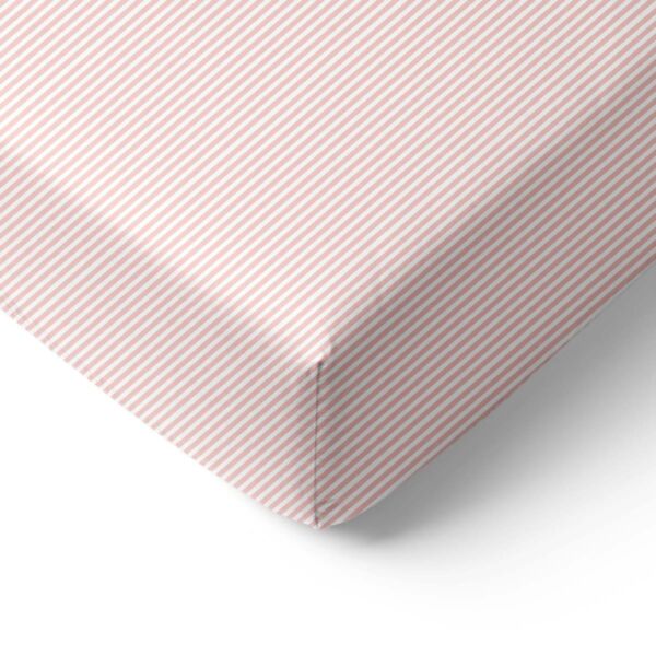 JUNIOR BED FITTED SHEET 80 X 160 CM «STRIPED» | OFF-WHITE AND PINK