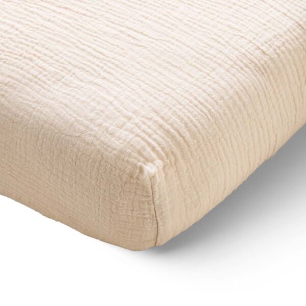 FITTED SHEET 40/45 x 90 CM MUSLIN | 100% ORGANIC COTTON | BEIGE