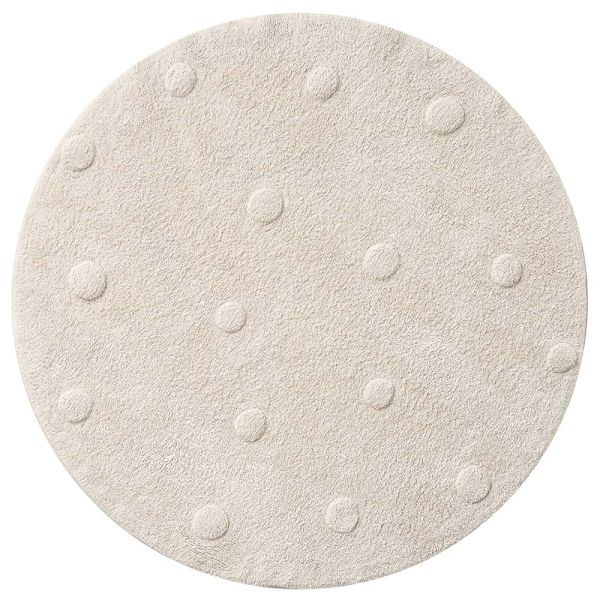Kids carpet round washable natural with dots 110x110cm from Petite Amélie