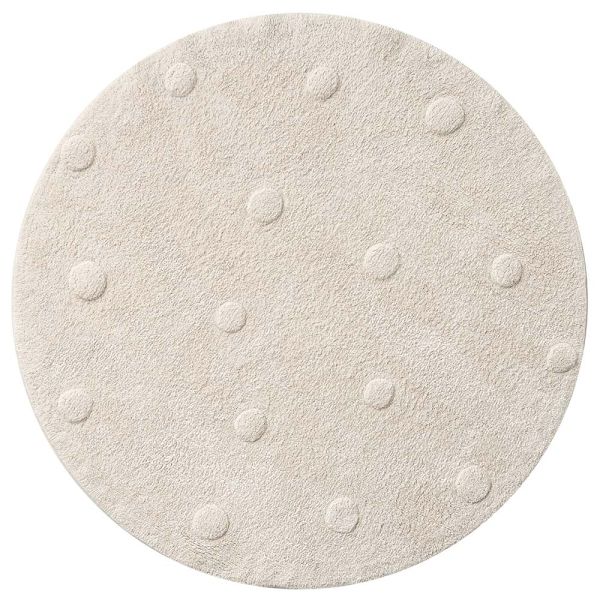 Kids carpet round washable natural with dots 110x110cm from Petite Amélie
