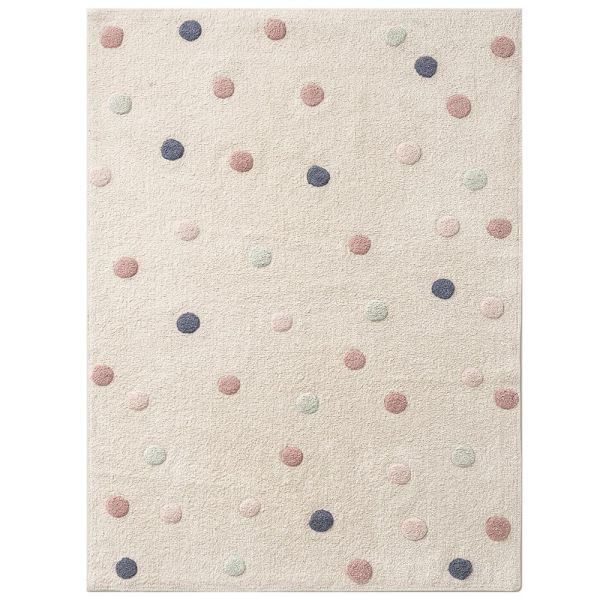 Kids rugs rectangular beige with dots cotton 120x170cm washable from Petite Amélie