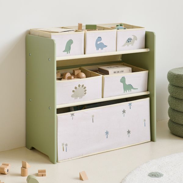 Kids storage unit made of wood in green from the Dino collection from Petite Amélie