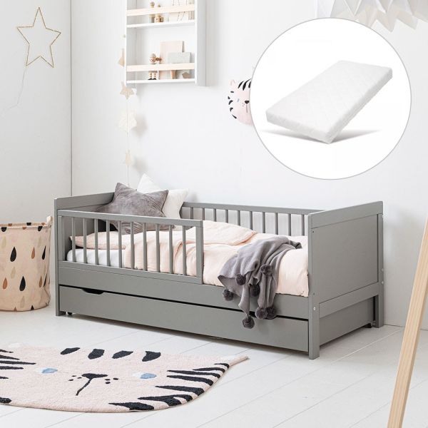 leon bundle bed with mattress 70x140 grey Petite Amélie