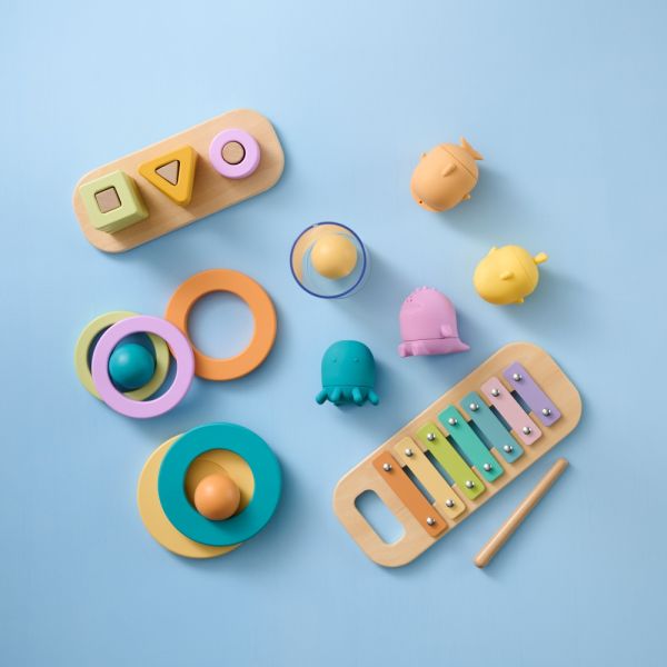 Montessori baby toys and colourful stacking toys for babies from Petite Amélie