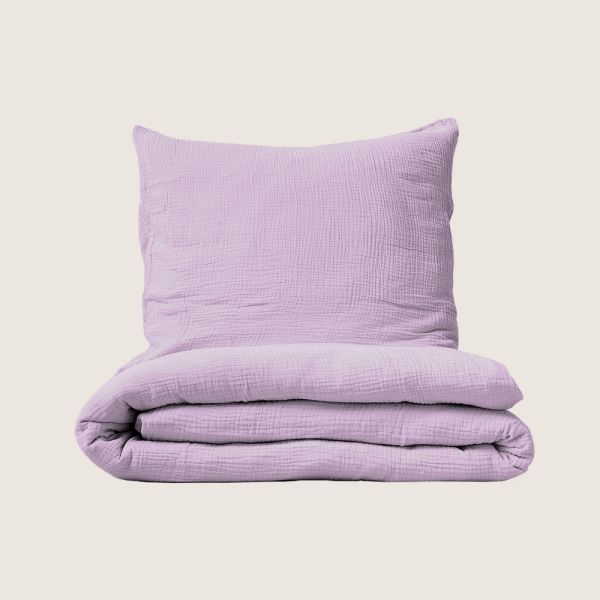 Muslin duvet cover lilac with soft breathable fabric from Petite Amélie