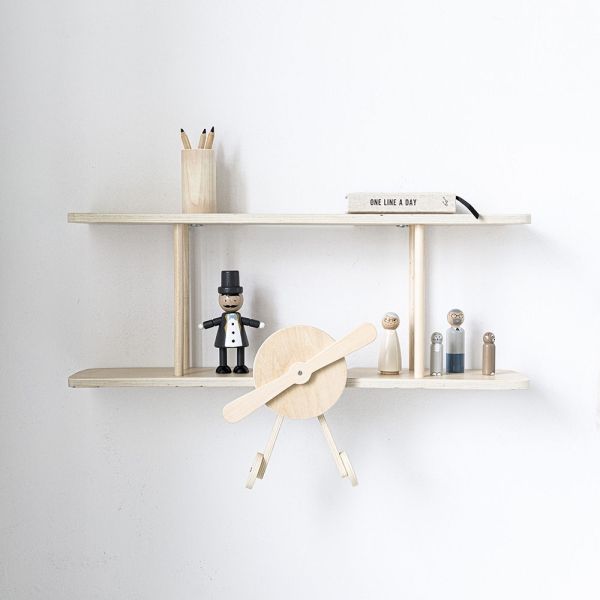 natural wooden airplane shelf from Petite Amélie