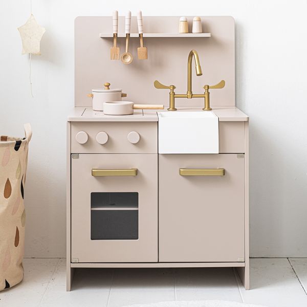 Wooden Toy Kitchen In Mint Grey