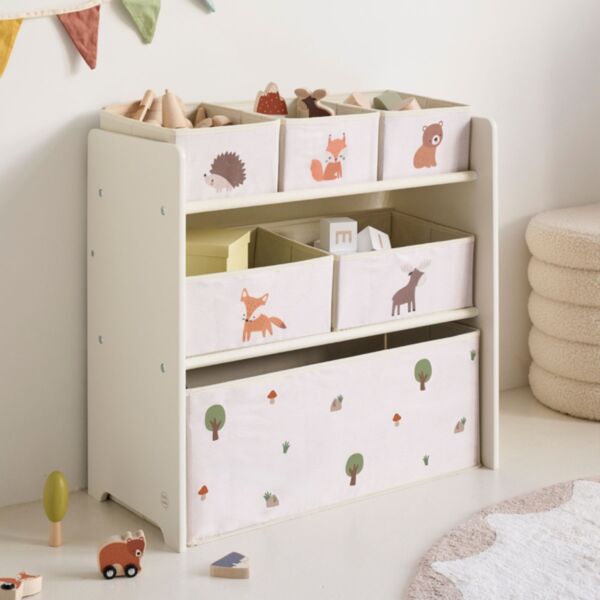Kids storage unit with boxes «Forêt» | Beige