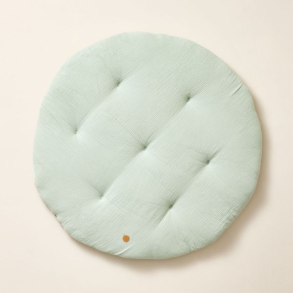 Round play mat muslin cotton in green from Petite Amélie