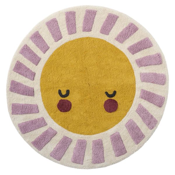 Round rug in yellow for bedroom style from Petite Amélie