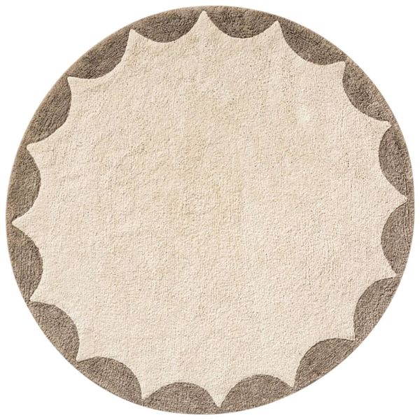 round washable beige rug nursery from Petite Amélie