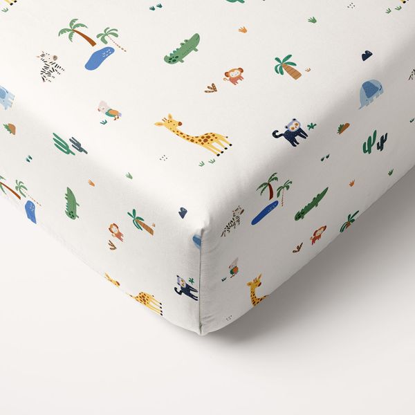 JUNIOR BED FITTED SHEET 80 X 160 CM «SAFARI» | WHITE