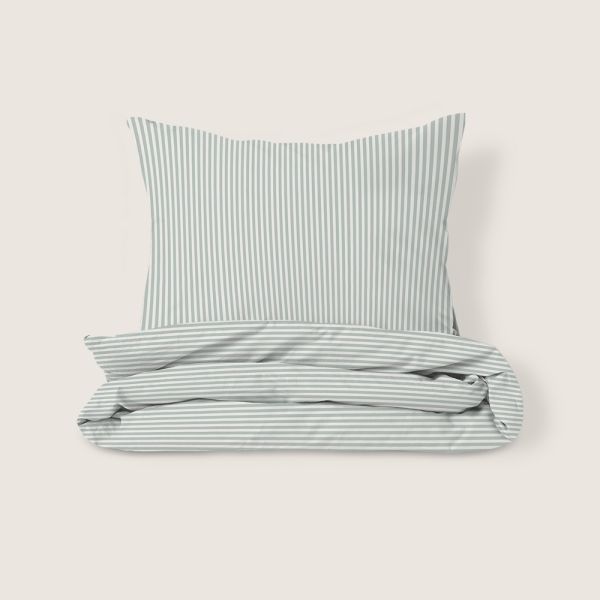 DUVET COVER SET 120 X 150 CM «STRIPED» | OFF-WHITE AND GREEN