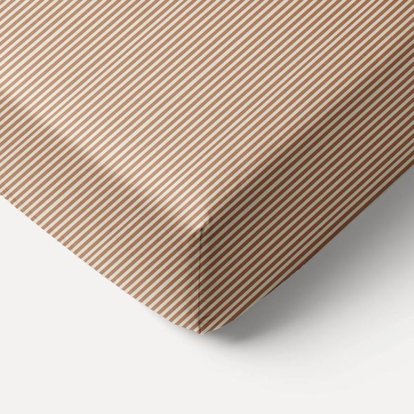 JUNIOR BED FITTED SHEET 80 X 160 CM «STRIPED» | BEIGE AND CARAMEL