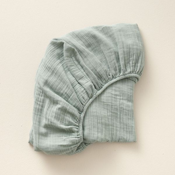 toddler fitted sheet 70x140 organic cotton toddler bed sage green Petite Amélie