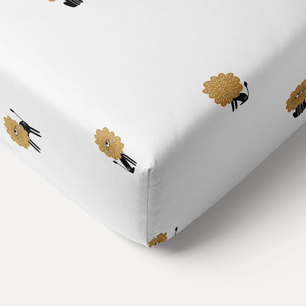 Premium fitted sheet «Leo» for toddler bed 70x140cm GOTS | White