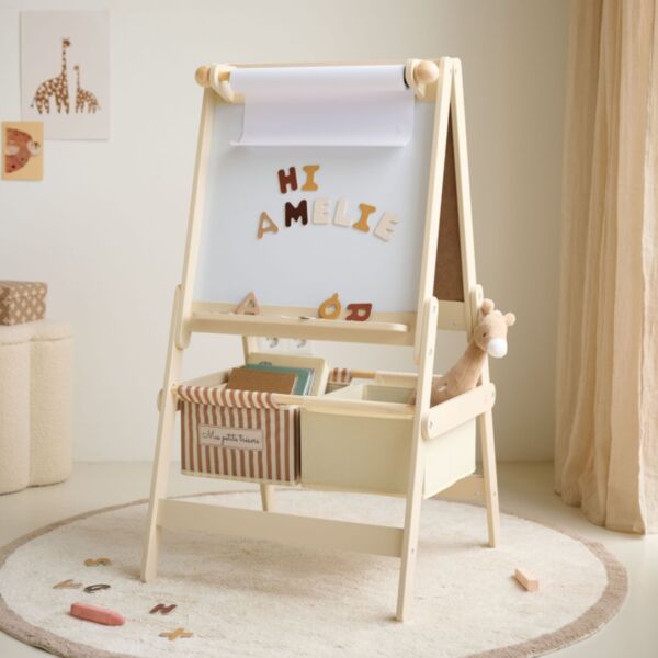 3-in-1 children's chalkboard easel incl. accessoires | Beige