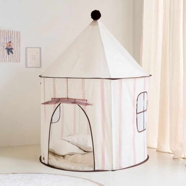 Kids play tent pop-up «Lune» | Beige and pink