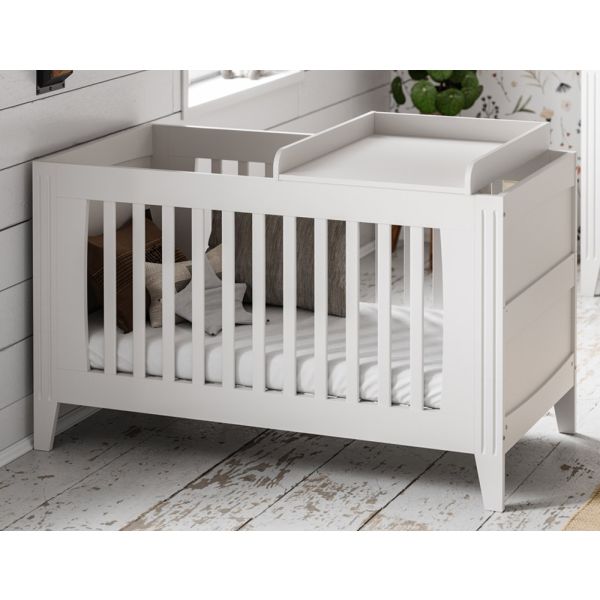 Baby changing table topper for cot bed - White