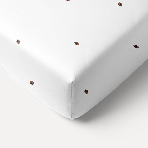 white single bed fitted sheet with acorn design petite amelie