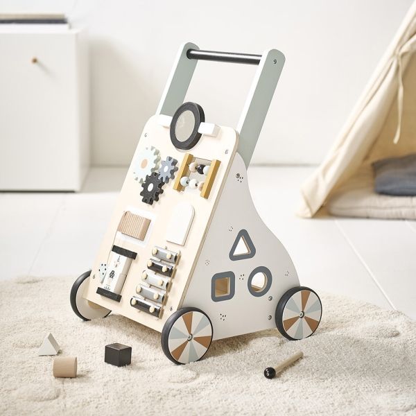 Wooden baby walker bao with interactive elements from Petite Amélie