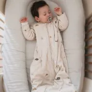 2.5 tog sleeping bag for 18 to 36 months with pansy pattern in jersey cotton for 3 to 6 months from Petite Amélie
