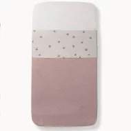 Beige cotton flat bed sheet 100x140 cm with pink flowers from Petite Amélie