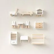 Dolls house furniture 10 piece set Kidsroom White Wood