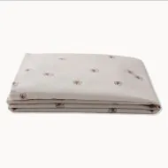 Pink flowers on beige cotton flat bed sheet 100x140 cm from Petite Amélie