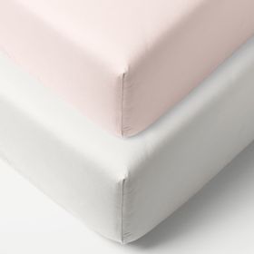 2-pack Jersey fitted sheet 40/45x90 cm | White and light pink